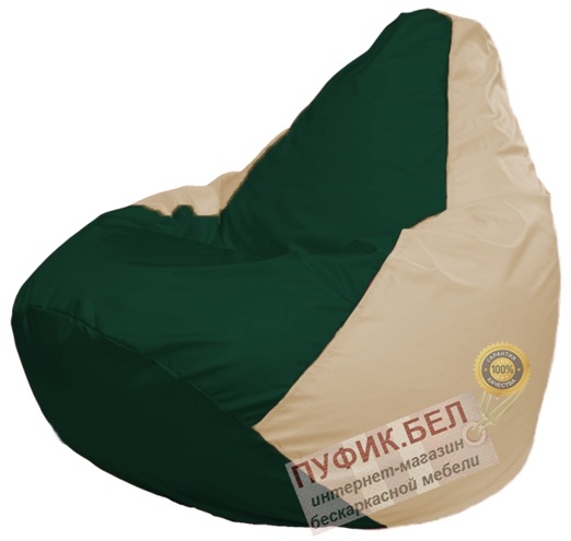 Кресло мешок Груша Макси Г2.1-62 (основа бежевая, вставка тёмно-зелёная)