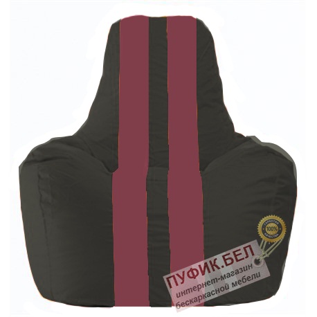 Кресло мешок Спортинг чёрный - бордовый С1.1-394