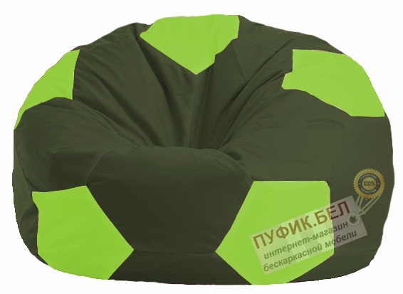 Кресло-мешок Мяч тёмно-оливковый - салатовый М 1.1-55
