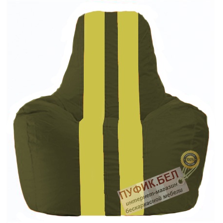 Кресло мешок Спортинг тёмно-оливковый - жёлтый С1.1-57