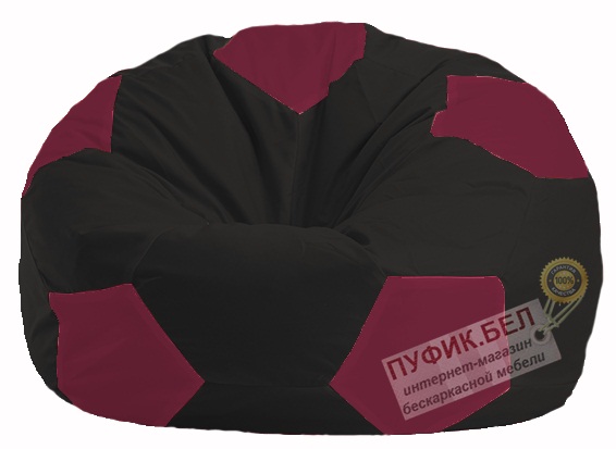 Кресло-мешок Мяч чёрный - бордовый М 1.1-358