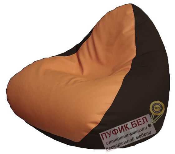 Кресло мешок RELAX Р2.3-99 (основа тёмно-коричневая, вставка оранжевая)