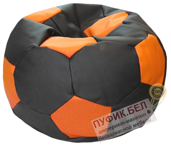 Кресло мешок Мяч (чёрный, вставка оранжевая)