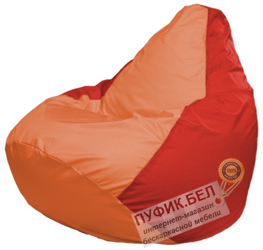 Кресло мешок Груша Макси Г2.1-217 (основа красная, вставка оранжевая)