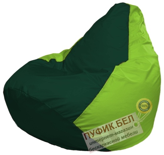 Кресло мешок Груша Макси Г2.1-63 (основа салатовая, вставка тёмно-зелёная)