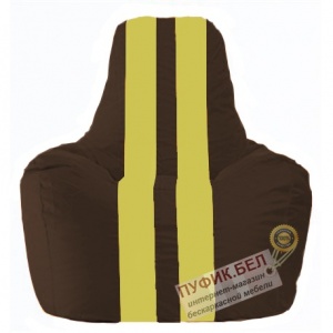 Кресло мешок Спортинг коричневый - жёлтый С1.1-320