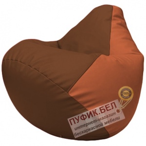 Кресло мешок Груша коричневый и оранжевый Г2.3-0723