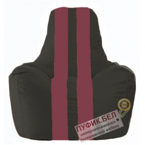 Кресло мешок Спортинг чёрный - бордовый С1.1-394
