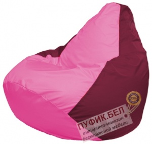 Кресло мешок Груша Макси Г2.1-203 (основа бордовая, вставка розовая)