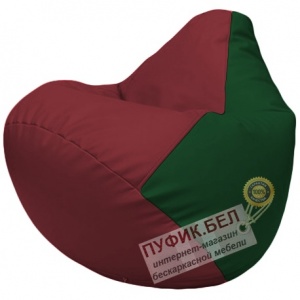 Кресло мешок Груша бордовый и зелёный Г2.3-2101