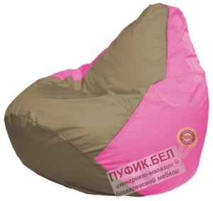Кресло мешок Груша Макси Г2.1-89 (основа розовая, вставка тёмно-бежевая)