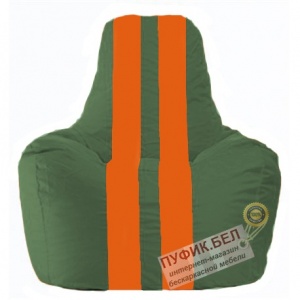 Кресло мешок Спортинг тёмно-зелёный - оранжевый С1.1-64